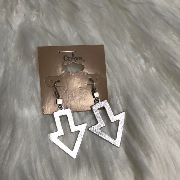 Silver Toned Dangle Arrow Earrings - Picture 4 of 4